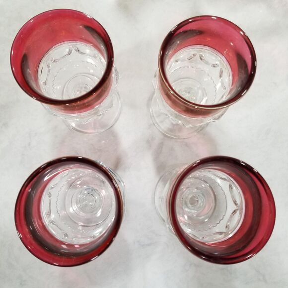 Indiana Glass Kings Crown Thumbprint water glass goblets vintage set of 4 - Picture 4 of 10